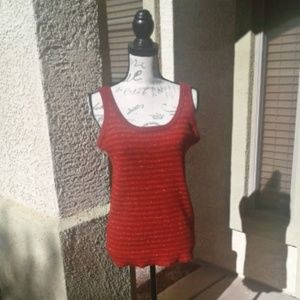 Sparkly Striped Sleeveless Ribbed Sweater Sz XL